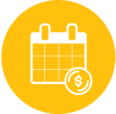 Monthly giving icon - calendar with coin over