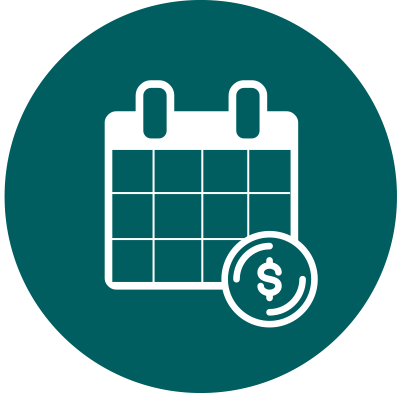 Monthly giving icon - calendar with coin over
